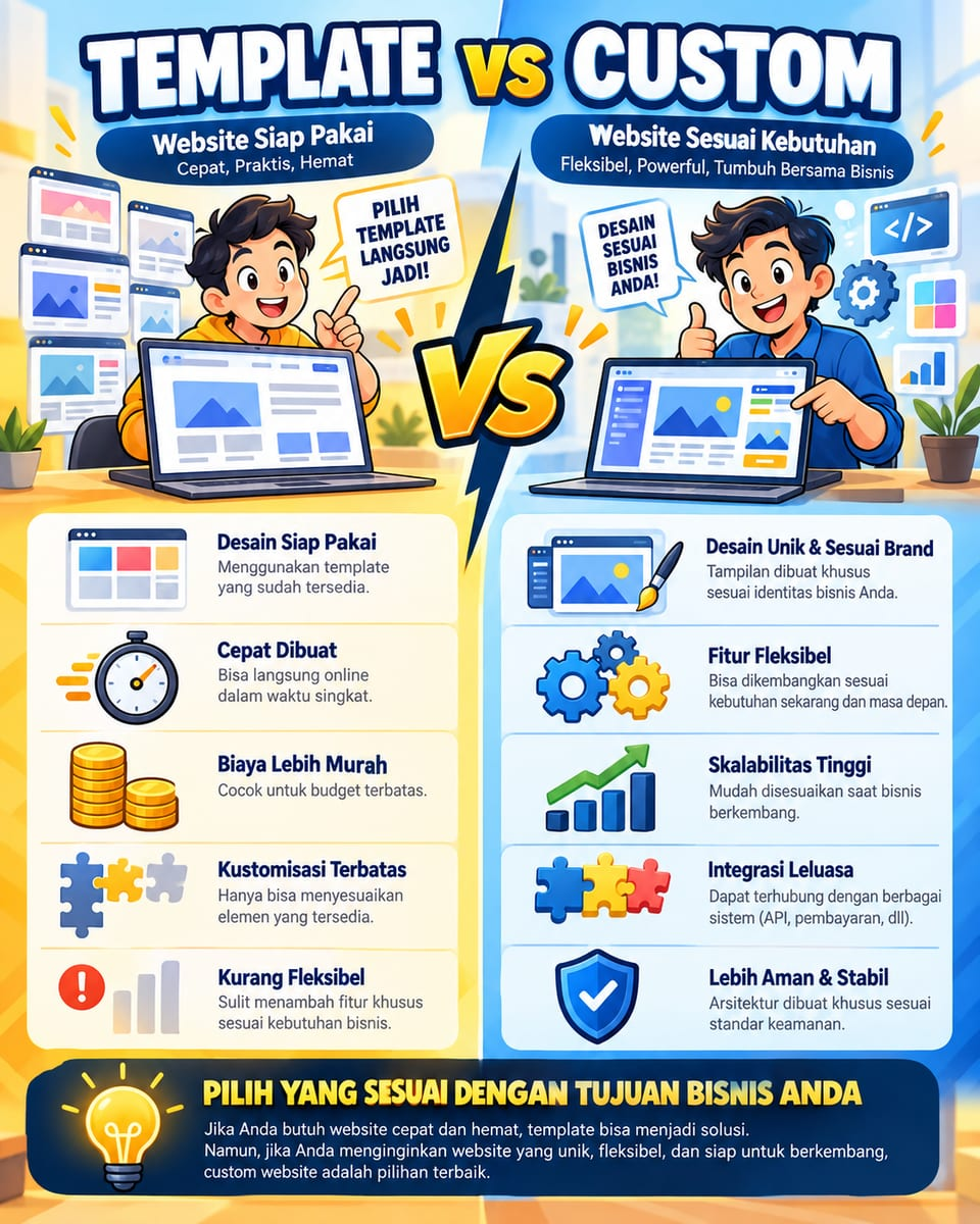 Website Template vs Custom: Mana yang Lebih Efisien untuk Bisnis Jangka Panjang?
